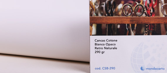 Canvas Cotone Bianco Glossy Retro Naturale - tessuti in cotone - tessuti per la stampa ecosolvente - mondocarta Tele pittoriche - Canvas 100% cotone - riproduzioni artistiche - supporti per la stampa
